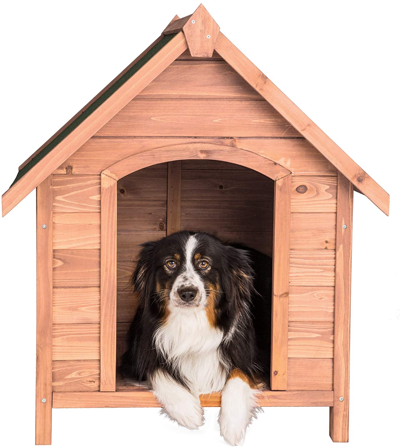  TecTake 403229 Caseta de Madera Maciza para Perro, Casa para Mascotas Animales, Construcción Resistente, Techo Extraíble, Ideal Exterior Interior Jardín, 72x65x83cm 