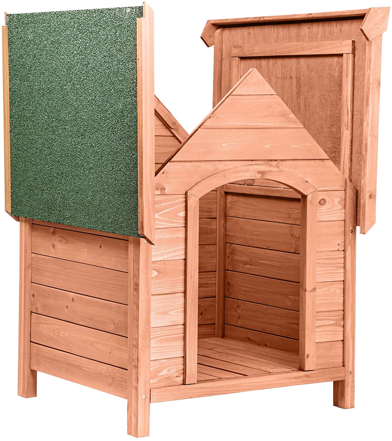  TecTake 403229 Caseta de Madera Maciza para Perro, Casa para Mascotas Animales, Construcción Resistente, Techo Extraíble, Ideal Exterior Interior Jardín, 72x65x83cm 