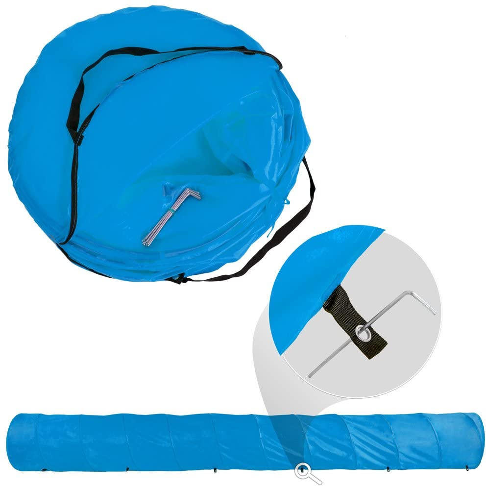  TecTake XXL túnel de Ejercicio para Perros Cueva Plegable Juego Agility 500x60cm (Azul | no. 401225) 