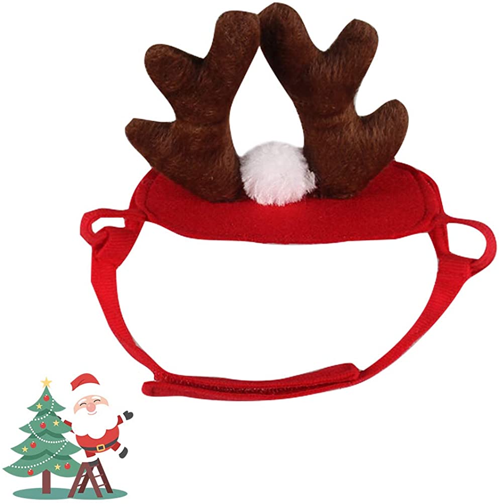  TENDYCOCO Navidad Pet Cornamenta Tocado Diadema Festiva Ligera para Perros Gato Lindo Ciervo Sombreros Eventos Especiales Fiesta de Disfraces Adorno para Mascotas (Tamaño Promedio, Rojo) 