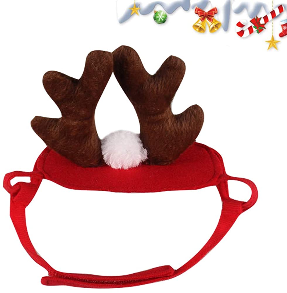  TENDYCOCO Navidad Pet Cornamenta Tocado Diadema Festiva Ligera para Perros Gato Lindo Ciervo Sombreros Eventos Especiales Fiesta de Disfraces Adorno para Mascotas (Tamaño Promedio, Rojo) 