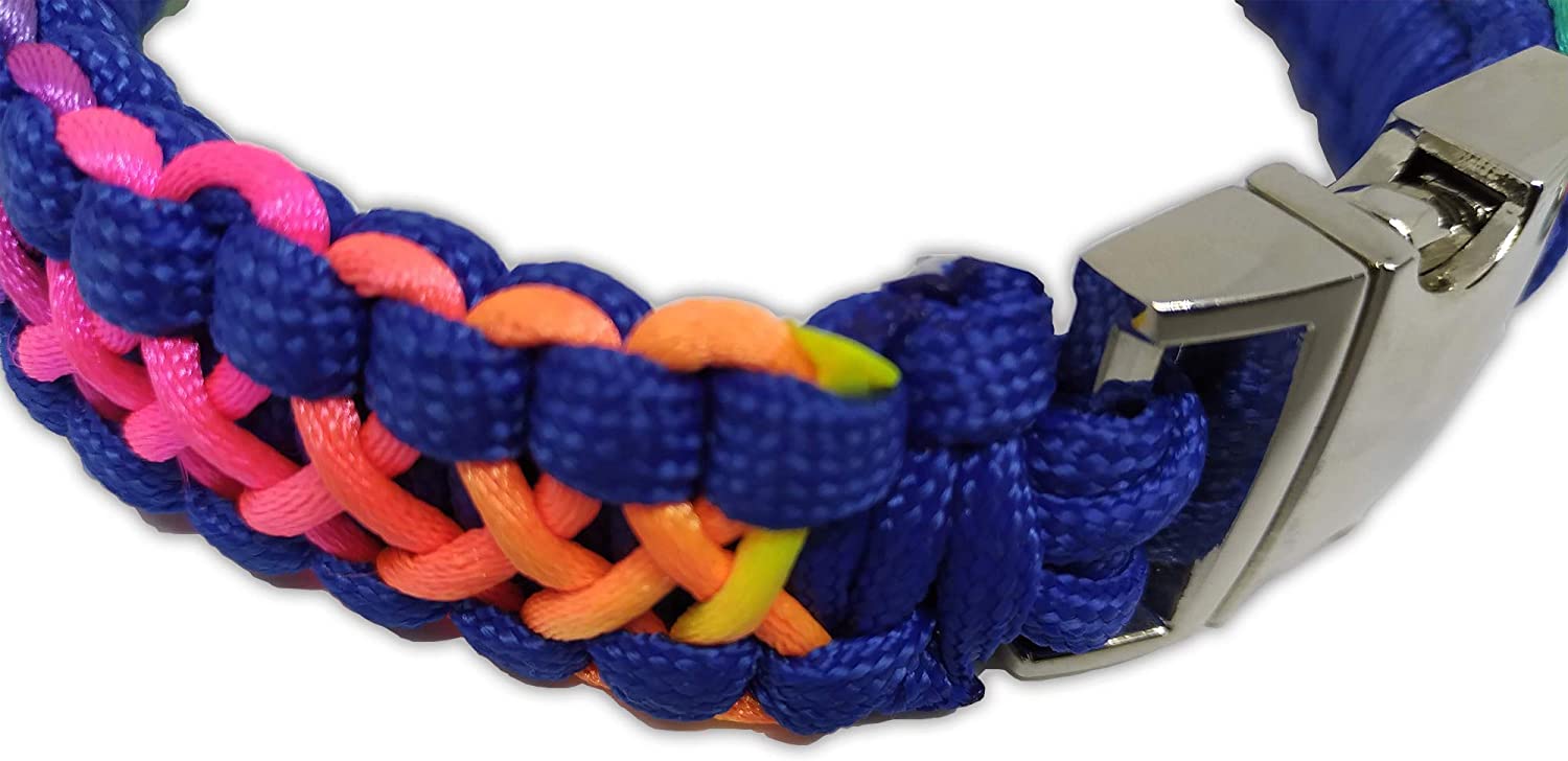  Thrasto Pets Dog Collar Rainbow One - Collar Perro Hecho a Mano de Cuerda Trenzada. Collar Paracord. Collar Perro Arco Iris. Tres Medidas, Resistente al Agua (Grande) 