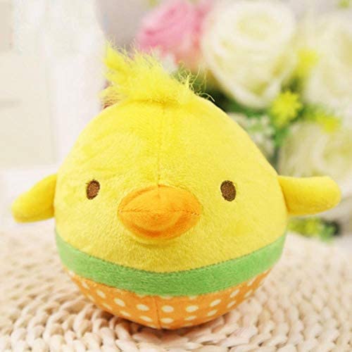  THREESS Jugar Divertido Suave Lindo Sonido Peluche Helado Squeaker Animales de Dibujos Animados para Perros Juguetes de Peluche Mascota Cachorro Masticar Juguete Botella, Polluelo Amarillo, S 