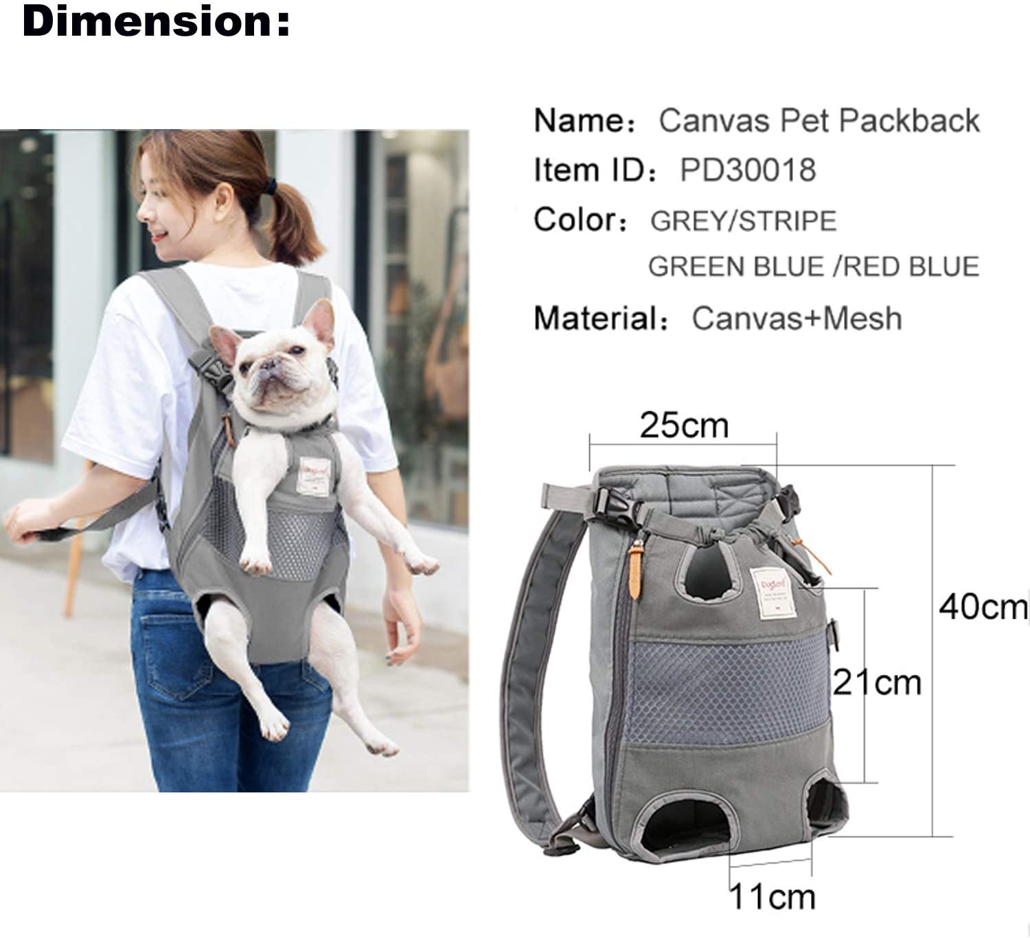  Tineer Pet Carrier Backpack,Patas Delanteras Ajustables para Perros Fuera de la Mochila Bolsa de Viaje de Manos Libres,Easy-Fit para 5-12KG Gatos Perros pequeños medianos (Verde Azul) 