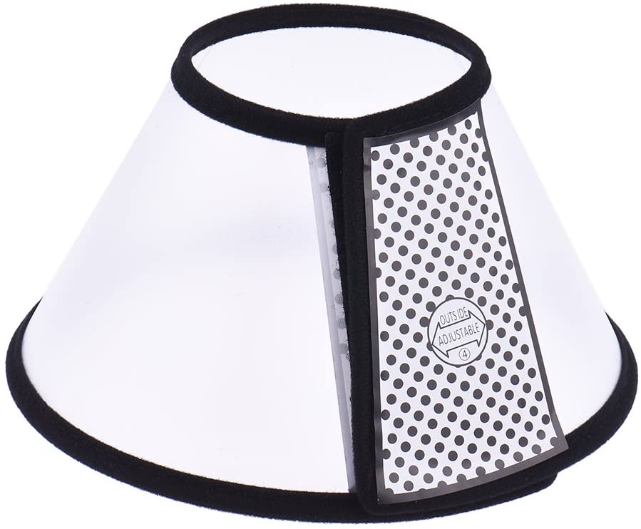  TJW Cono para Mascotas, E-Collar Protectora Cuello,Collarín para Perros,Collar Compatible con Mascotas,Color Blanco con Negro (S: Circunferencia del Cuello 13-15cm) 