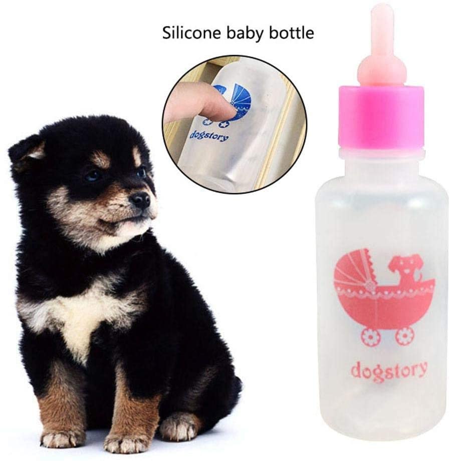  TOOGOO Kit De Biberón De Silicona De Enfermería De Mascotas con Pezones De Repuesto, Alimentación De Agua Leche para Cachorros Hámsters Jerbos y Otros Animales Peque？os, 60 ML (Rosado) 