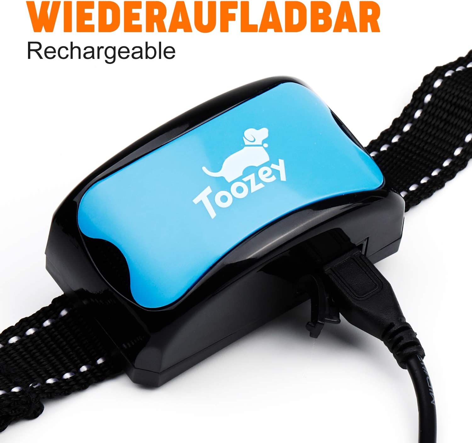  Toozey Collar antiladrido para Perros, vibración Recargable y Ajustable 3 en 1 - Collar Educativo Seguro y automático con Remolque Ligero y Libro electrónico de Entrenamiento 