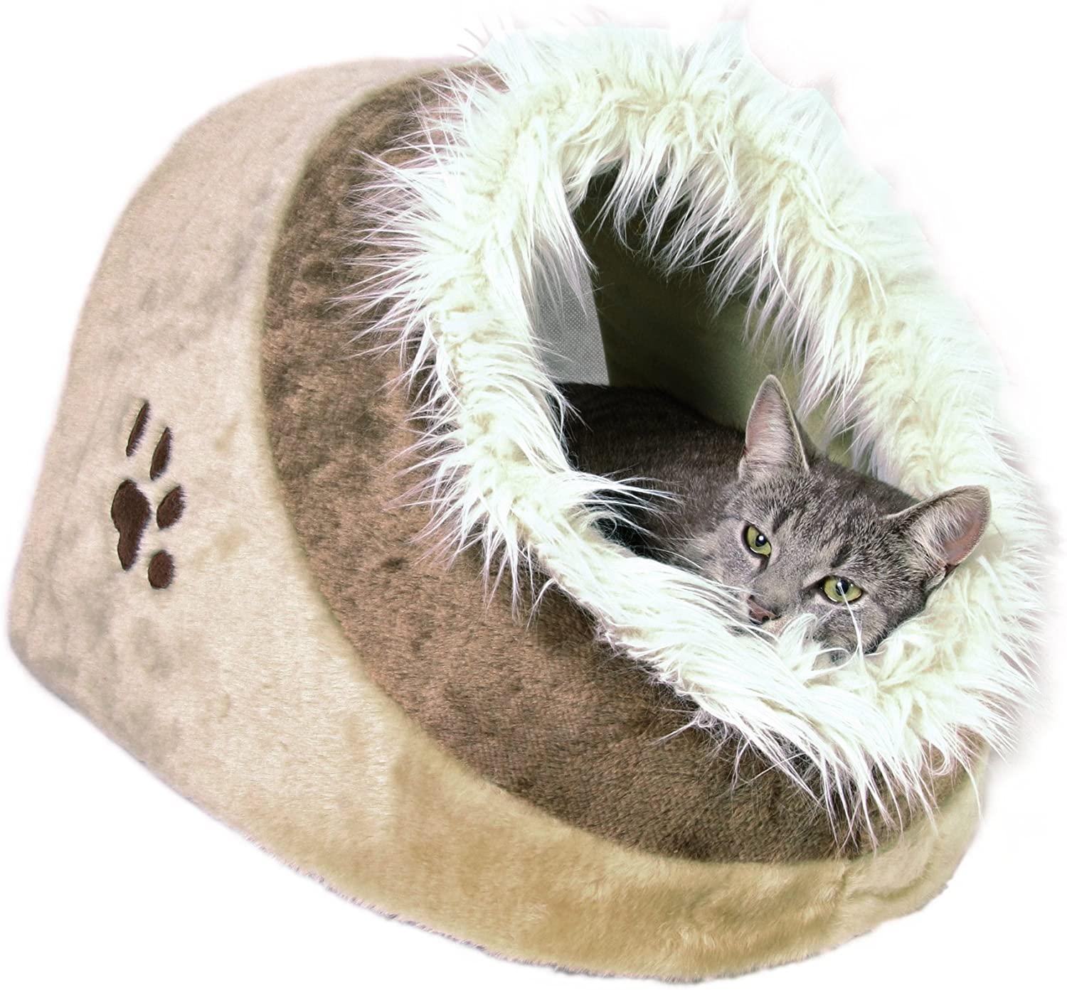  Trixie Cueva para Gatos Suave - Cama Gatos Accesorios para Gatos Casas para Gatos Gatera Minou, 41x30x50 cm, Beige/Marrón 