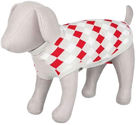  Trixie Jersey Perro Ropa Mascotas – Sueter Chaleco Sudadera Pullover Abrigo Perro Grande Pequeño Mediano Perros Accesorios Pollino Blanco Gris Rojo Talla M 45 cm 