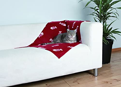  Trixie Manta para Perros Mascotas - Manta Sofa Suave Manta para Mascotas Perros Gatos Cálida Protección Manta Beany 100x70 cm Burdeos 