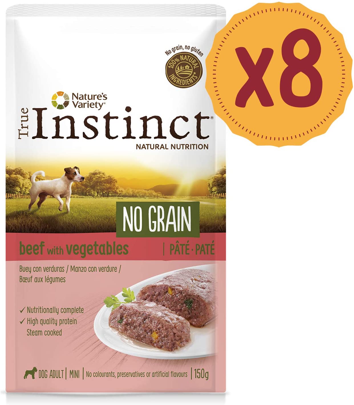  True Instinct No Grain Mini Paté de Buey para Perros 150 gr - Pack de 8 