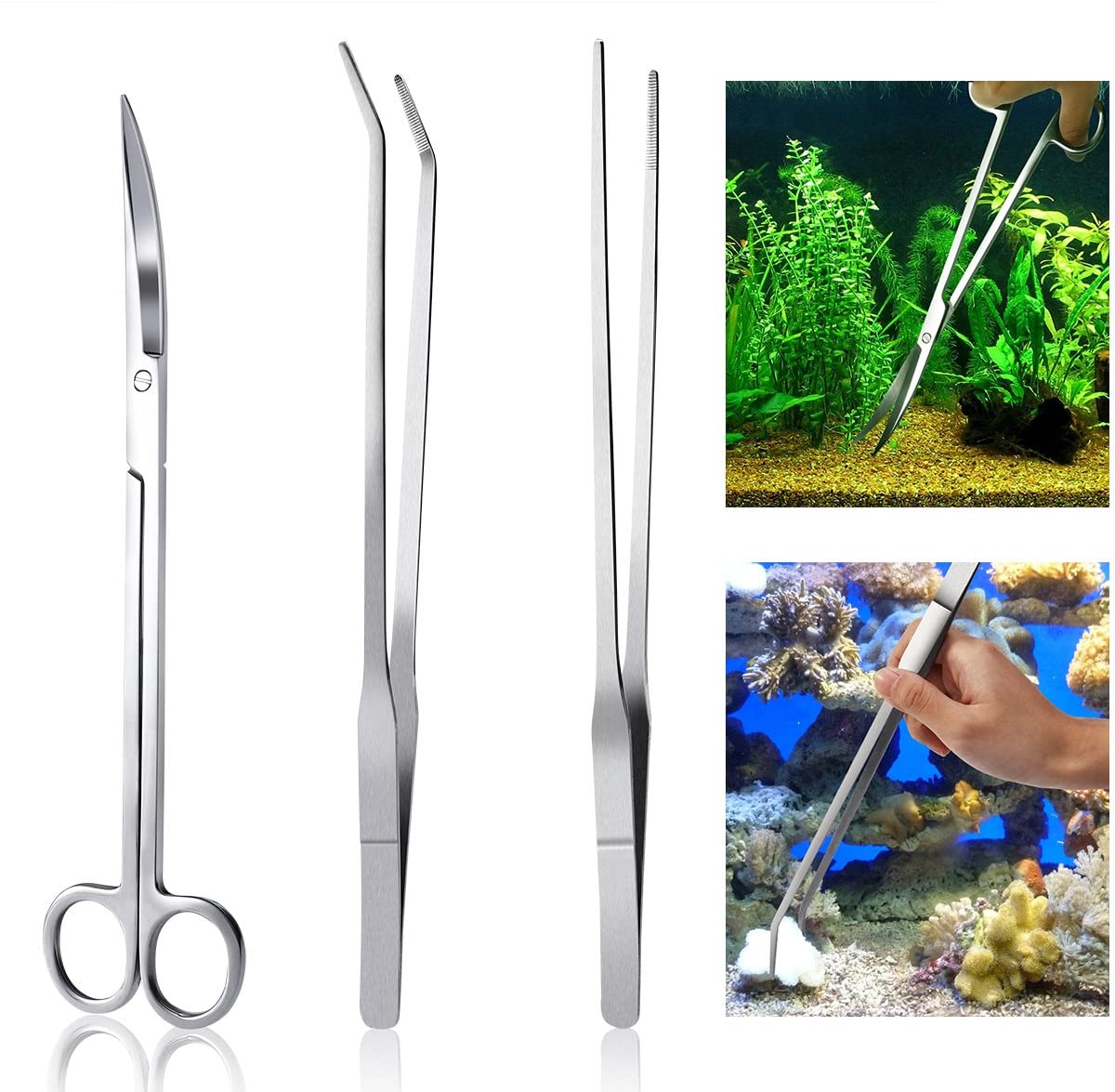  ueetek Acuario Kit Herramienta Accesorios Acero Inoxidable Acuario Depósito Agua Planta pinzas tijeras herramientas Set peces Starter Kits 