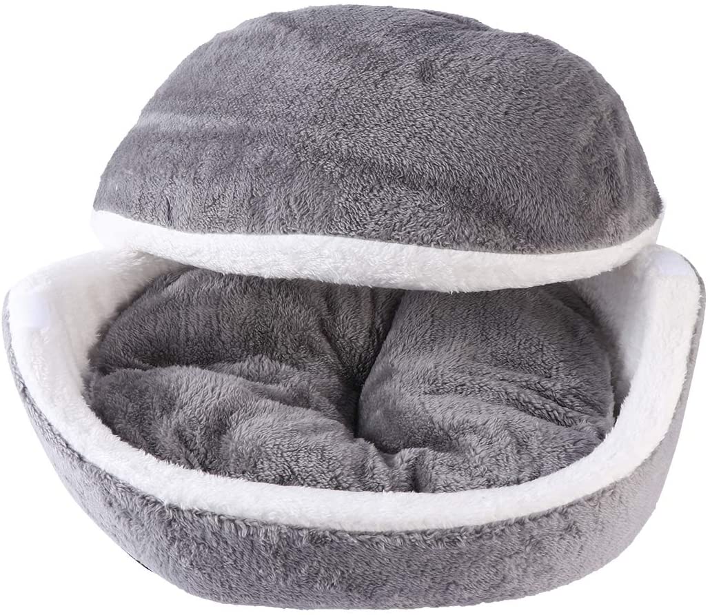  UEETEK Cama Gato Cueva cálido Nido para Mascotas Acogedor Casa de Perro (Gris) 