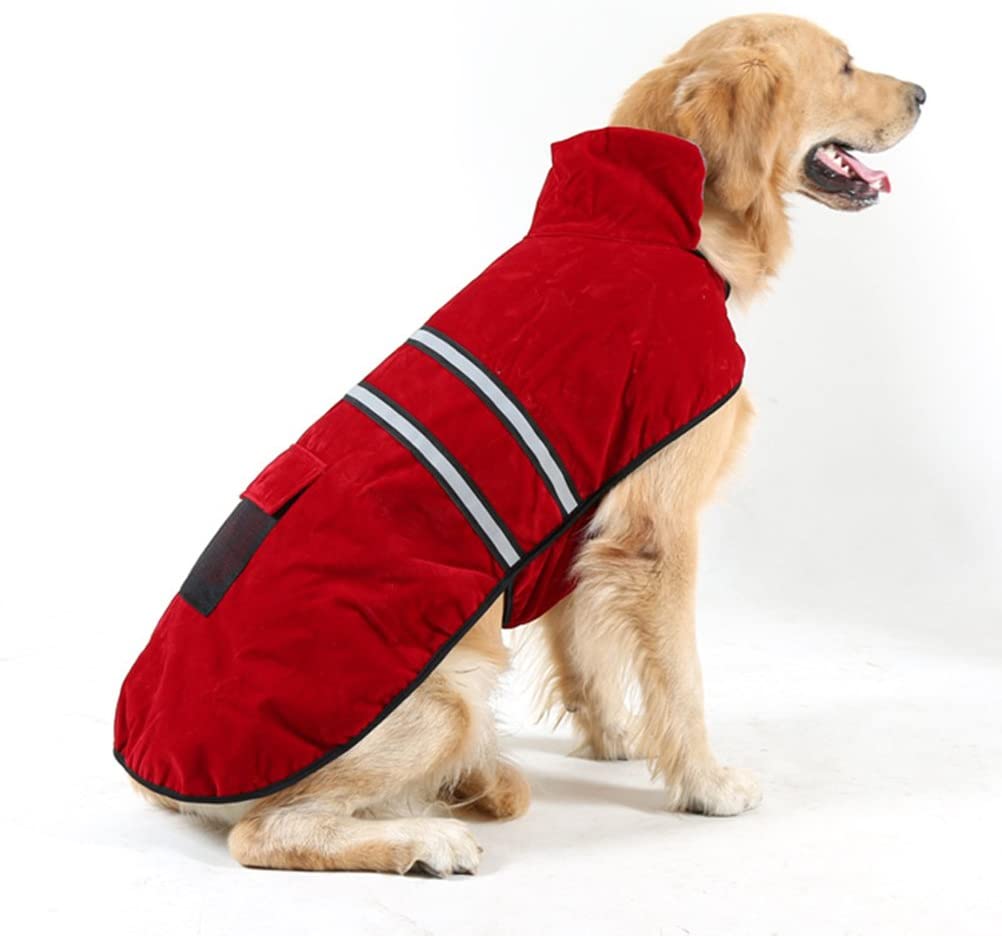  UEETEK Chubasquero Perro Reflectante Ropa Perro Mediano Grande Invierno Algodón Talla XL(Rojo Vino) 