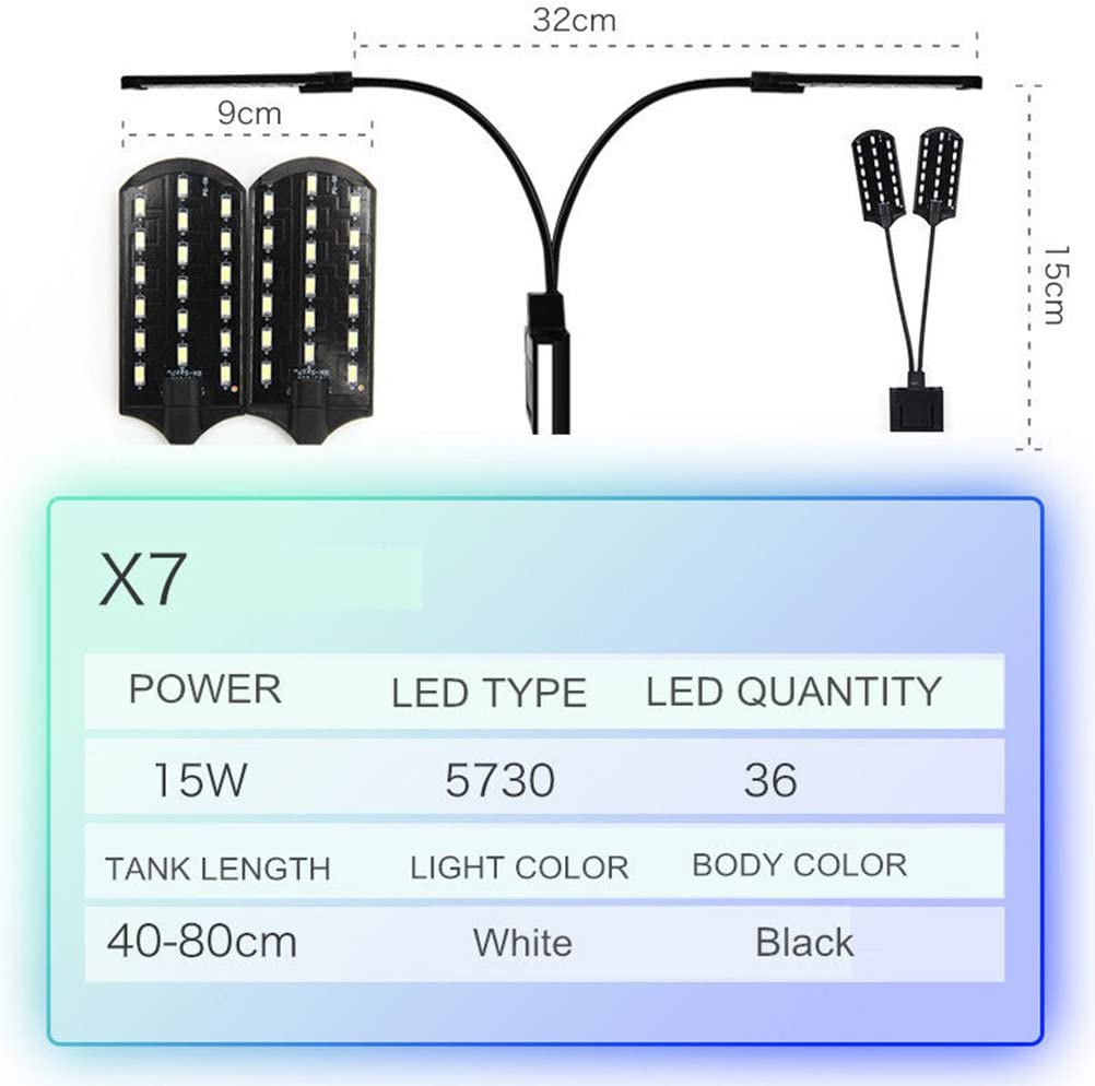  UEETEK Super delgado LED Plantas de luz de acuario crecen la iluminación creativa Clip-on lámpara con enchufe de la UE (luz azul) 