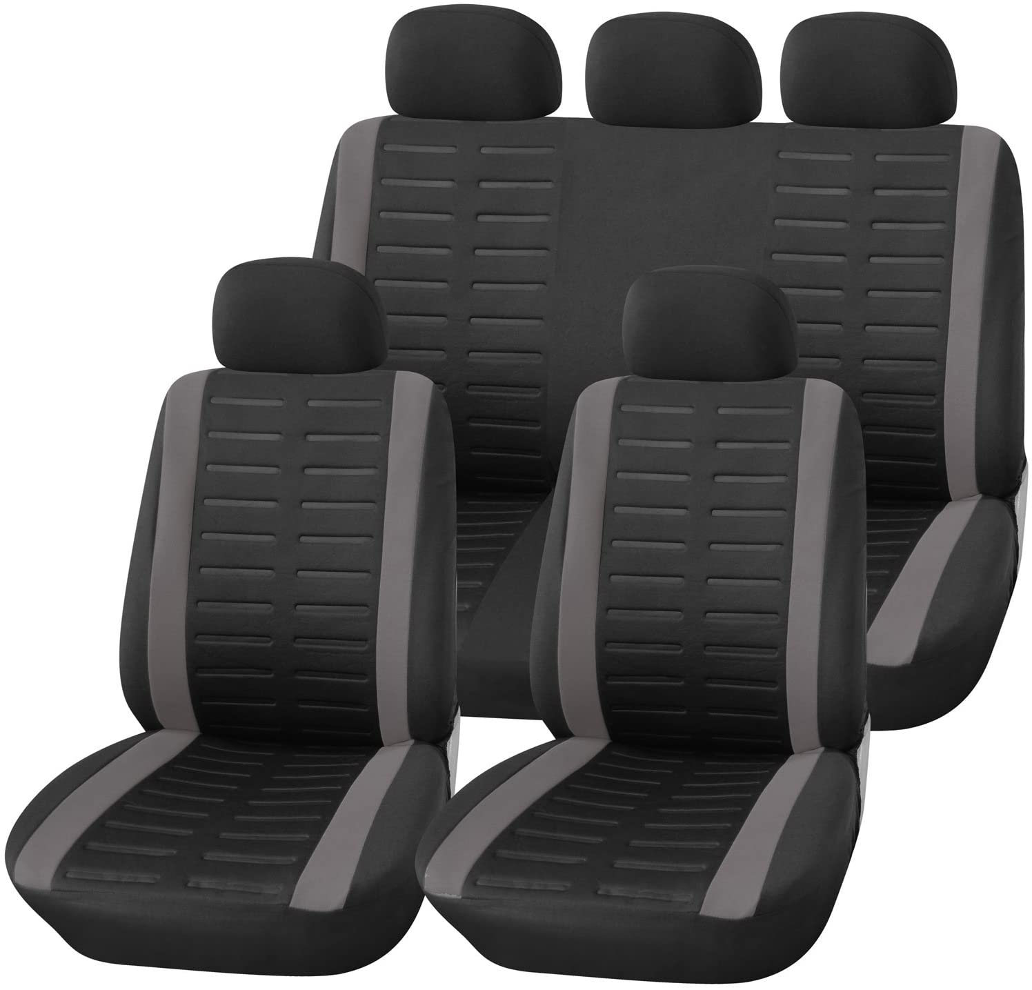  Upgrade4cars Fundas Asientos Coche Universales Negro Gris para Delanteros y Traseros | Funda para Asiento Coches | Accesorios Interior Universal 