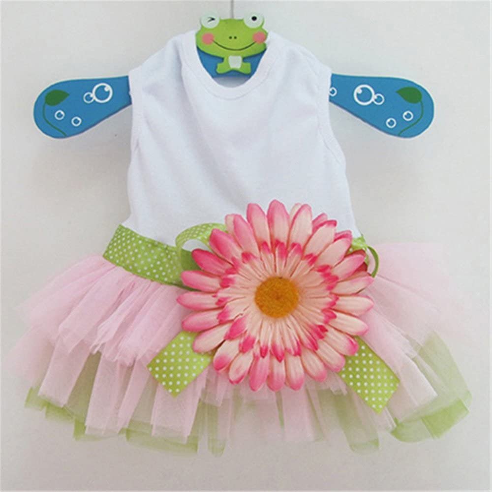  Vestido de princesa con falda de tutú de gasa con flor y lazo para mascotas: cachorros y gatos 