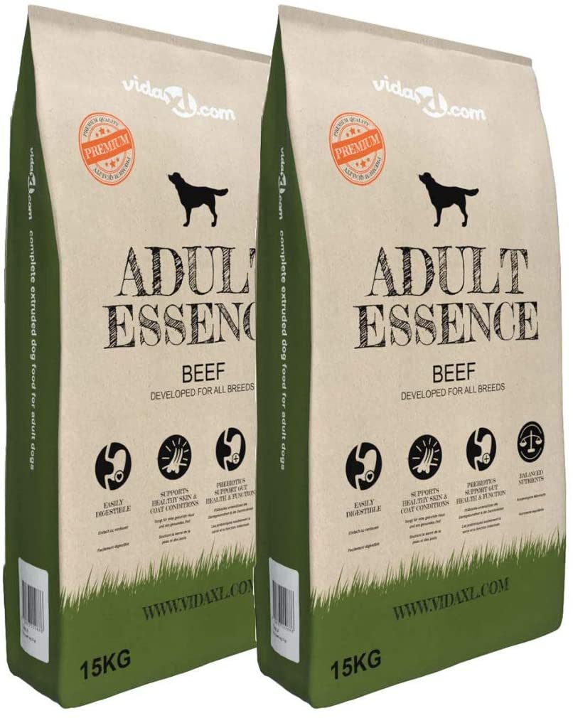  vidaXL 2x15kg Sacos de Comida Seca para Perros Adult Essence Beef 30kg Pienso 