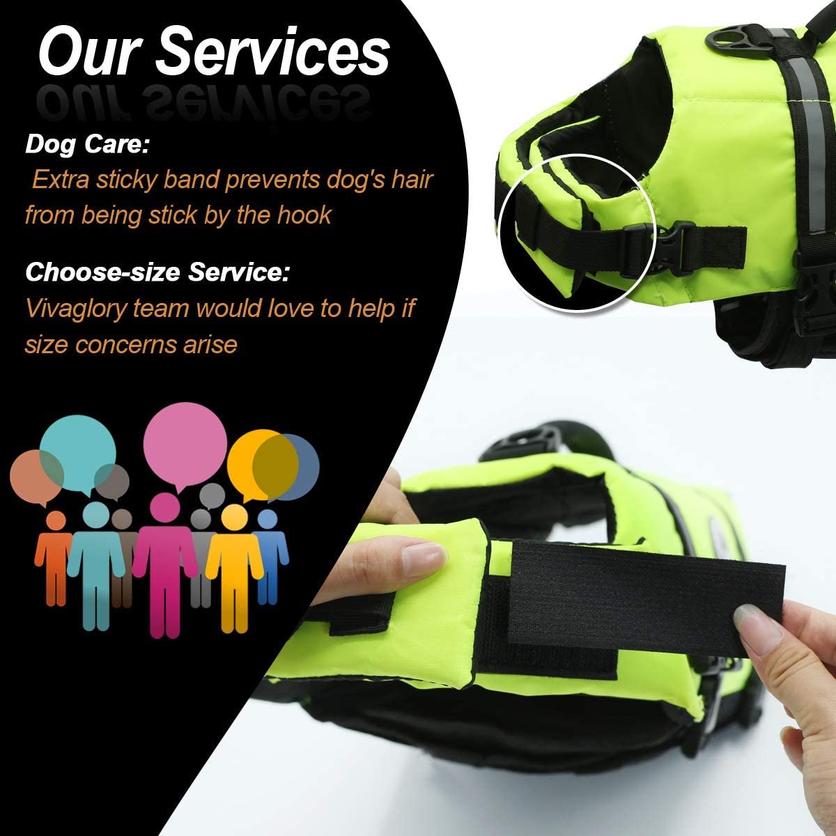  VIVAGLORY Chalecos Salvavidas para Perros, Chaleco Reflectante para Perros con Sistema de sujeción Ajustable y Mango de Rescate Duradero, Amarillo Brillante, M 