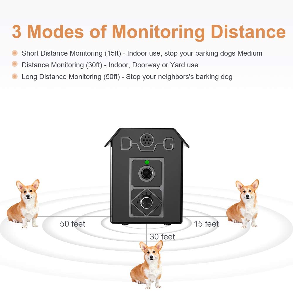  Wango Dispositivo Antiladridos, Disuasorio de Corteza para Perro Ultrasónico, Dispositivo de Control de ladrido al Aire Libre Collar, Seguro Inofensivo y Antiladridos Humanos para Perros, Mascotas  