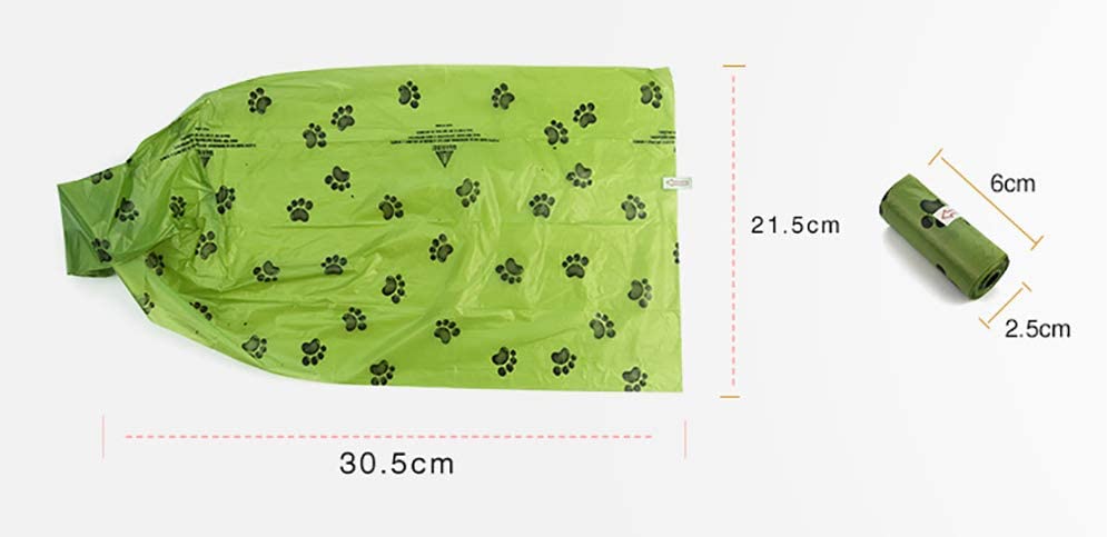  WGGLK Bolsa De Aseo para Mascotas De 8 Rollos, Bolsa De Basura Biodegradable, Bolsa De Basura para Perros Gruesa, Resistente A Fugas Y Resistente. 