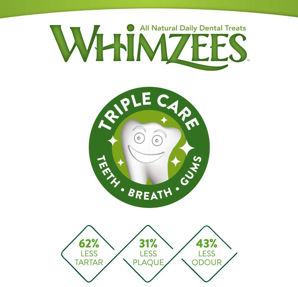  Whimzees Natural Dental Dog Chews Long Lasting, Small, Veggie Sausage, 28 Pieces 