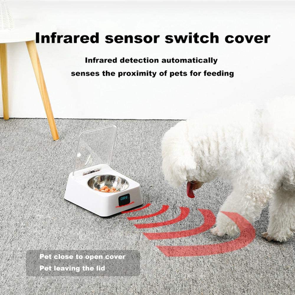  WLDOCA Comedero automático para Gatos con Sensor de Infrarrojos Apertura automática de la Tapa Anti-cucaracha Anti-Rata A Prueba de Humedad Alimentador Inteligente Tazón de Gatos y Perros 