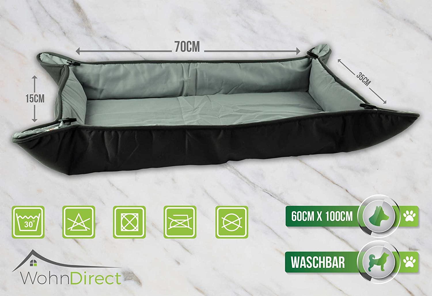  WohnDirect Cama portátil para Mascotas: cómodo, Plegable, Lavable, práctico, fácil de Limpiar, Ideal para Viajes, Dormir para Gatos y Perros, móvil 2 en 1 Manta + Nido Ambos Lados se Puede Utilizar 