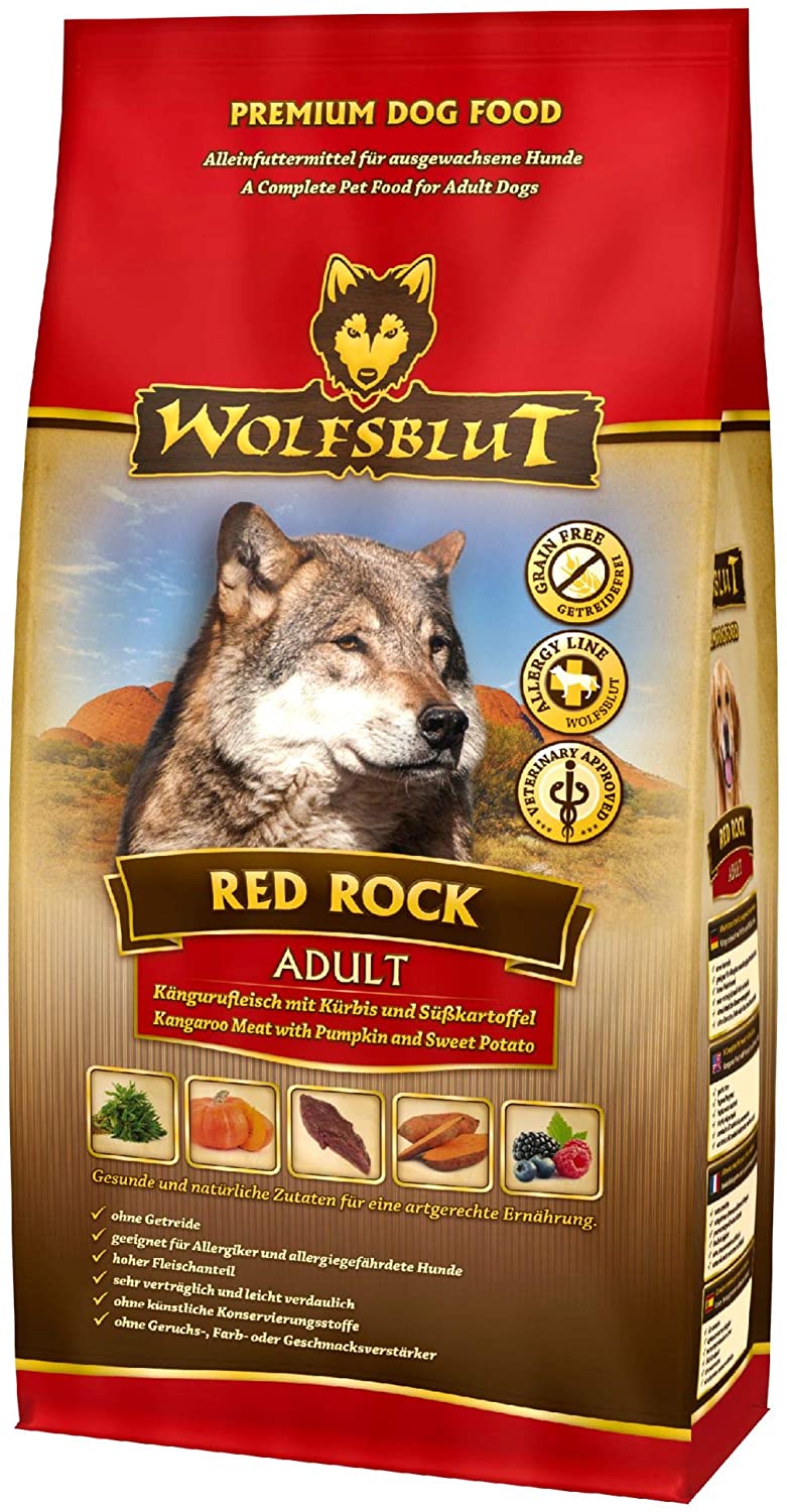  Wolfsblut Red Rock, Alimento Deshidratado para Perro, Sabor Canguro y Calabaza-2 kg 