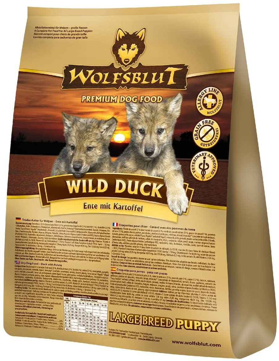  Wolfsblut Saco de pienso Wild Duck para Cachorros de Razas Grandes, 15 kg 