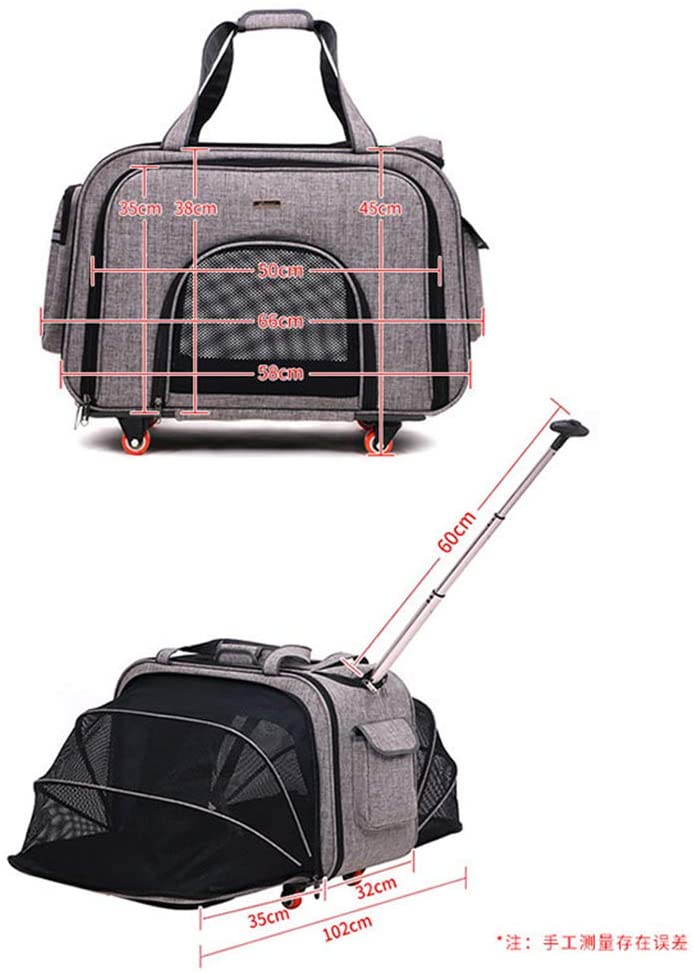  XIANNVA Carrito Plegable Grande Extensible para Perros Carrito para Mascotas de Cuatro Ruedas de 360 ​​Grados Portador portátil para Mascotas, Negro 