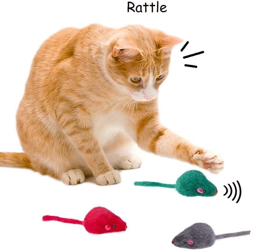  Yangbaga Juguetes para Gatos Juguetes Interactivo Ratón y Bolas Varias con Campanas y Plumas, Cabezas de Repuesto y Catnip Ball Incluido Gatito Gato (14pc) 