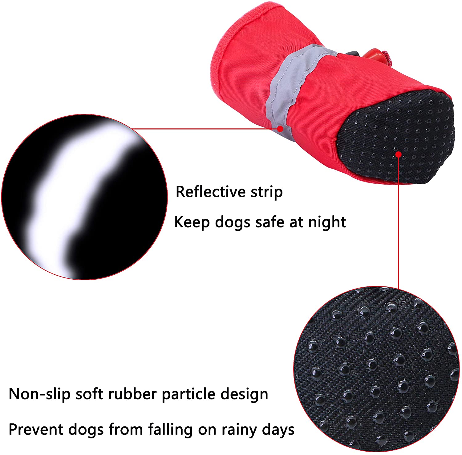  YAODHAOD Protector de Pata de Botas para Perros, Zapatos para Perros Antideslizantes, Estos Cómodos Zapatos Suave Tienen Correas Reflectantes, para Perros Pequeños (6, Rojo) 