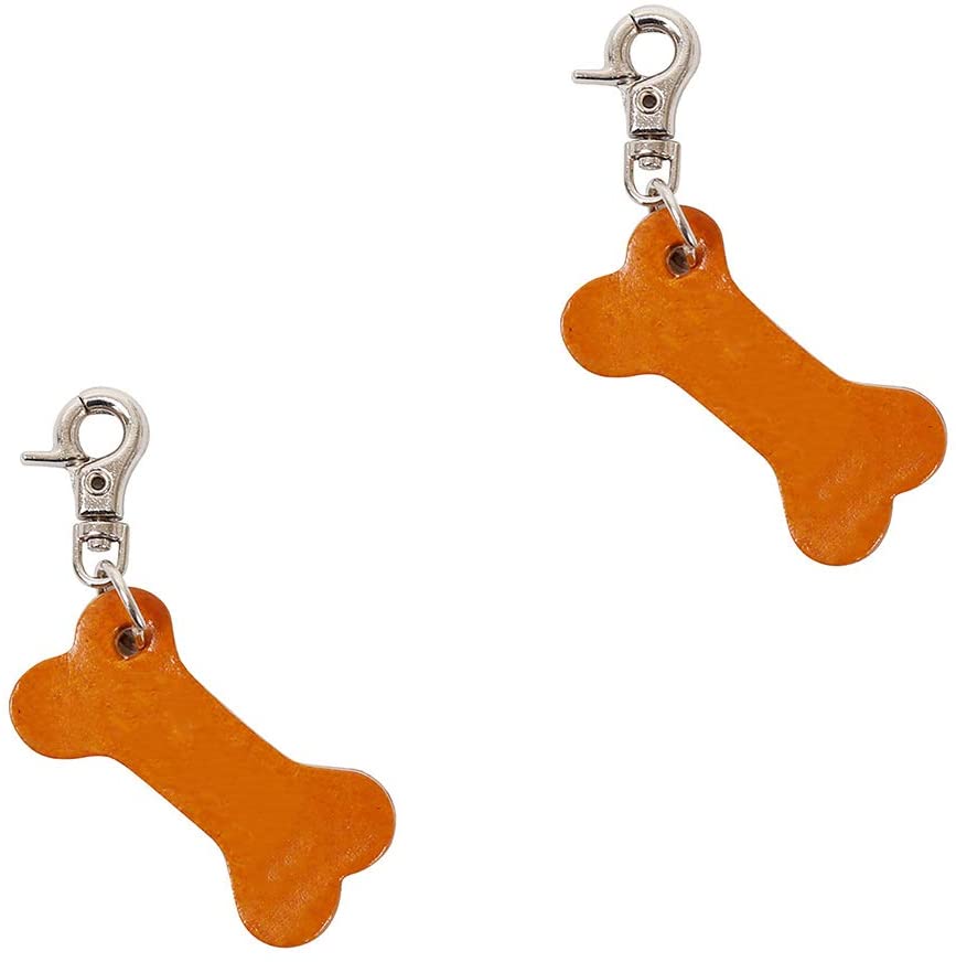  YaptheS Piel 1pc Mascotas Identidad Tarjeta DIY de Venta Etiqueta Anti-perdida de Tarjeta de Identidad para Perros y Gatos (Brown Huesos) 