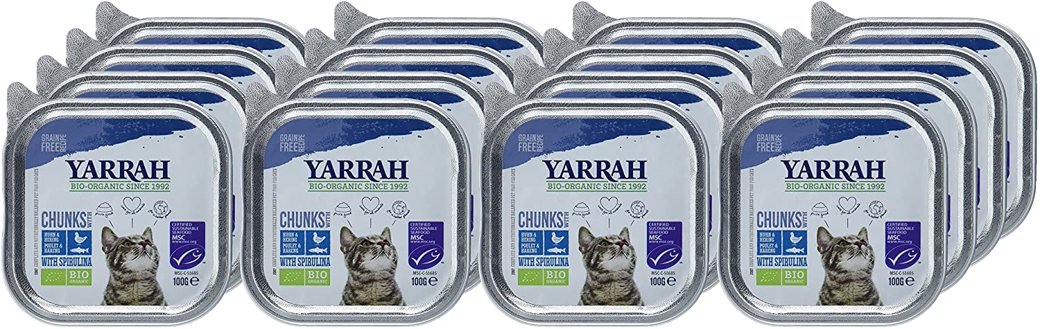  Yarrah bröckchen Pescado 100 g Bio Gato Forro, 16 Unidades (16 x 0.1 KG) 