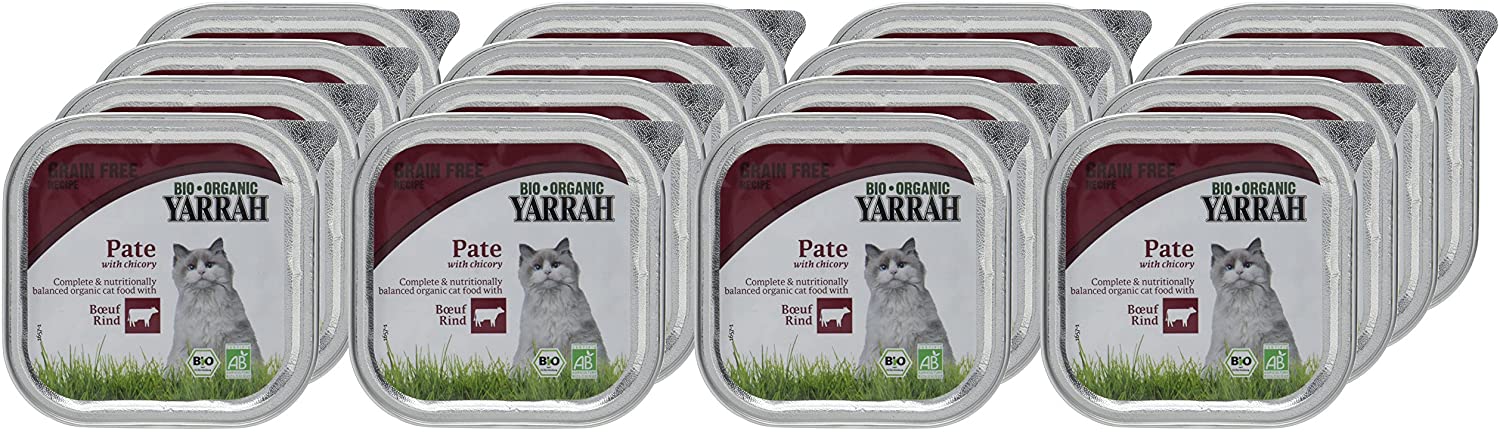  Yarrah Patentado Vacuno zichorie 100 g Bio Gato Forro, 16 Unidades (16 x 100 g) 