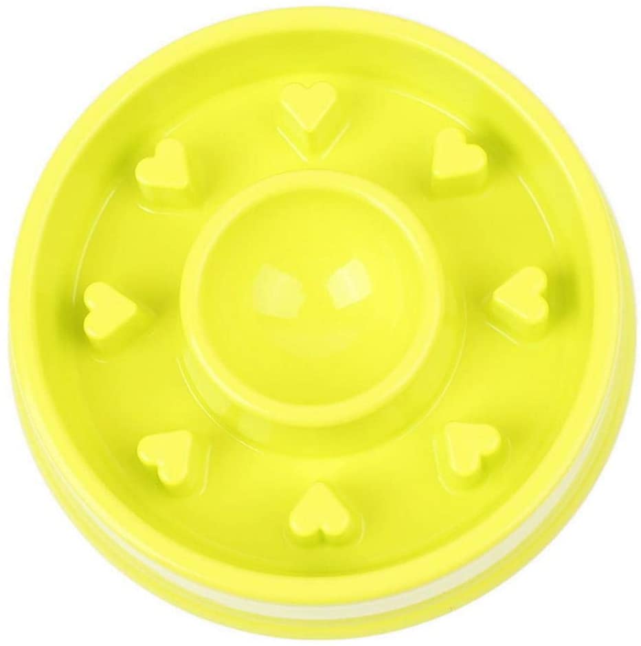  YLCWZD Tazón Perro Plato 1Pc Plastic Dog Bowl Cute Heart Pet Feeder Anti Choke Dog Bowl Puppy Cat Slow Down Eatting Dog Feeder Plato De Dieta Saludable, Verde 