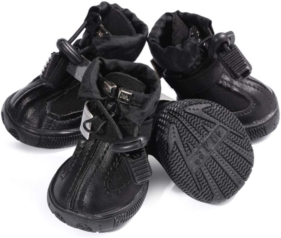  Zapatos para Mascotas de Invierno Cremallera Antideslizante Resistente al Agua Durable Zapato de Cachorro Suave Calcetines para Perros cálidos Botas para Perros Suministros para Mascotas 4 Piezas 