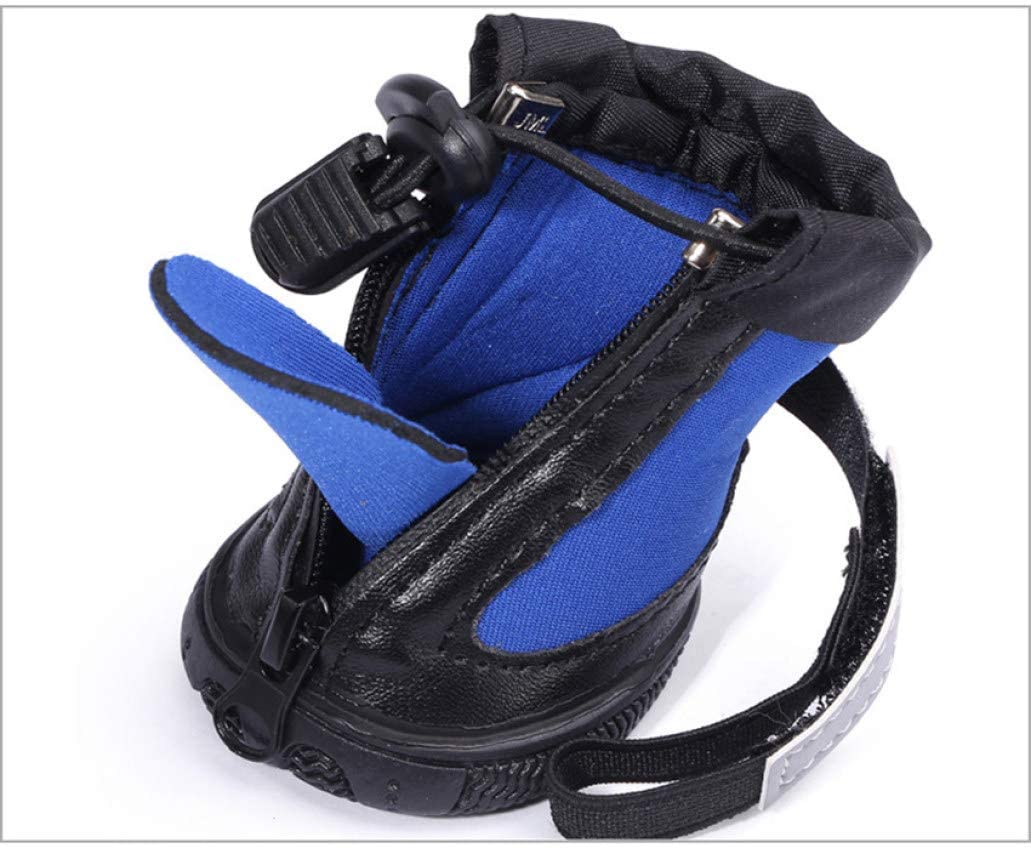  Zapatos para Mascotas de Invierno Cremallera Antideslizante Resistente al Agua Durable Zapato de Cachorro Suave Calcetines para Perros cálidos Botas para Perros Suministros para Mascotas 4 Piezas 