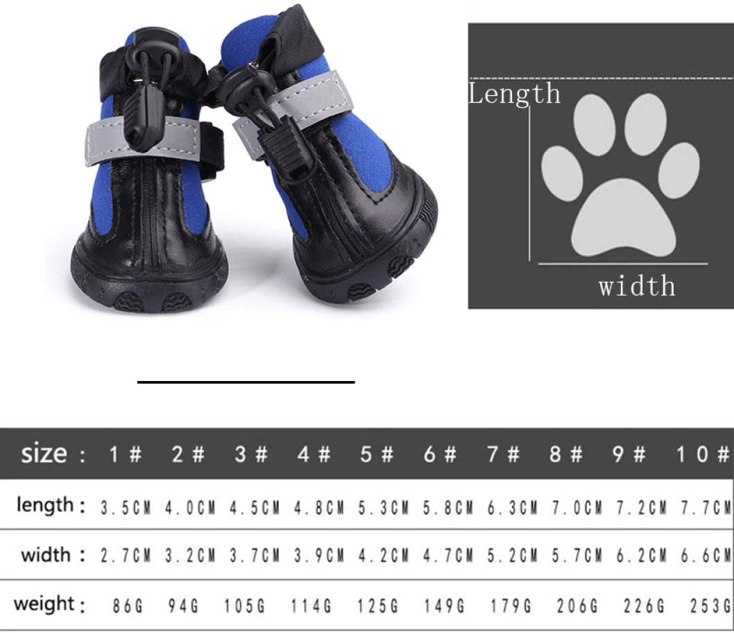  Zapatos para Mascotas de Invierno Cremallera Antideslizante Resistente al Agua Durable Zapato de Cachorro Suave Calcetines para Perros cálidos Botas para Perros Suministros para Mascotas 4 Piezas 