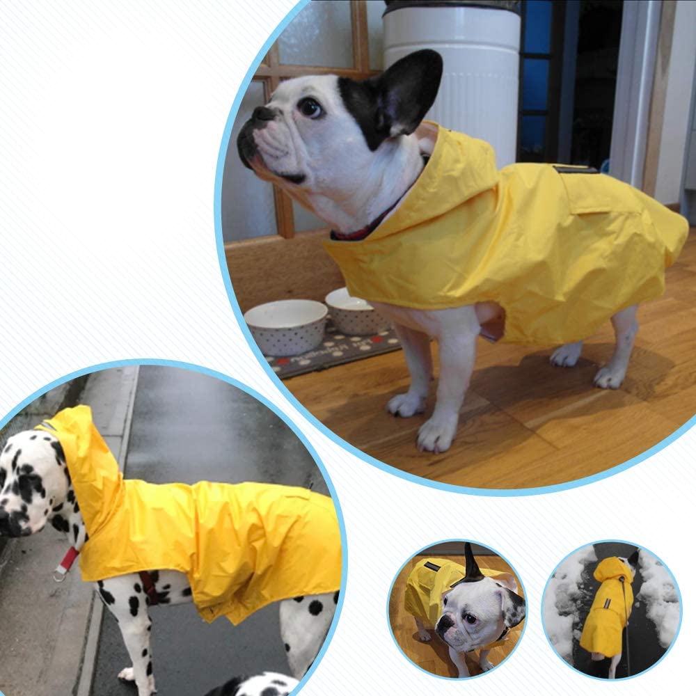  Zellar Impermeable para Perros con Capucha y Collar Agujero y Tiras reflectoras seguras, Ultra-Light Transpirable Impermeable 100% Chaqueta para Lluvia medianos Perro de Raza Grande 