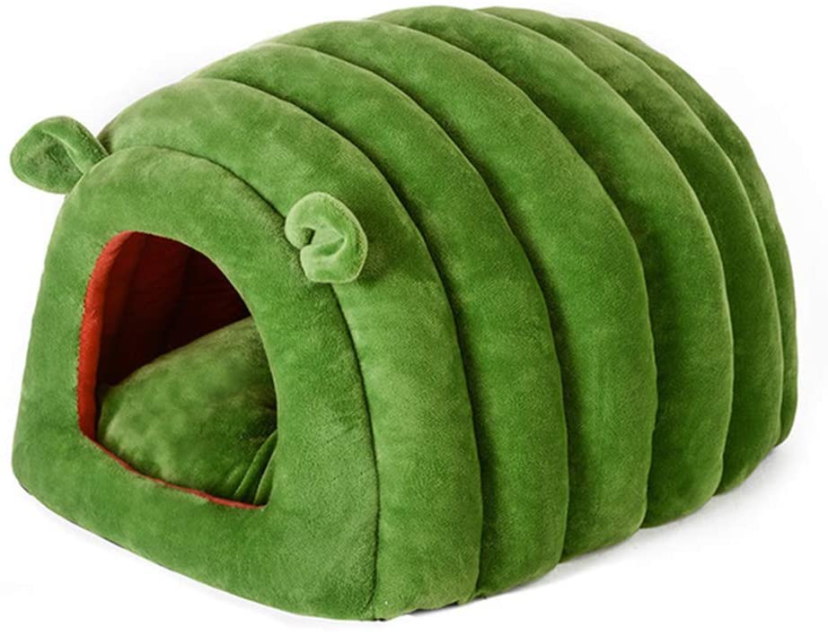  ZFFLYH Nuevo cálido Gato Cueva casa Plegable Cachorro Gatito Saco de Dormir cómodo Suave pequeño Perro Perrera Cama Invierno Mascota Nido cojín,Verde 