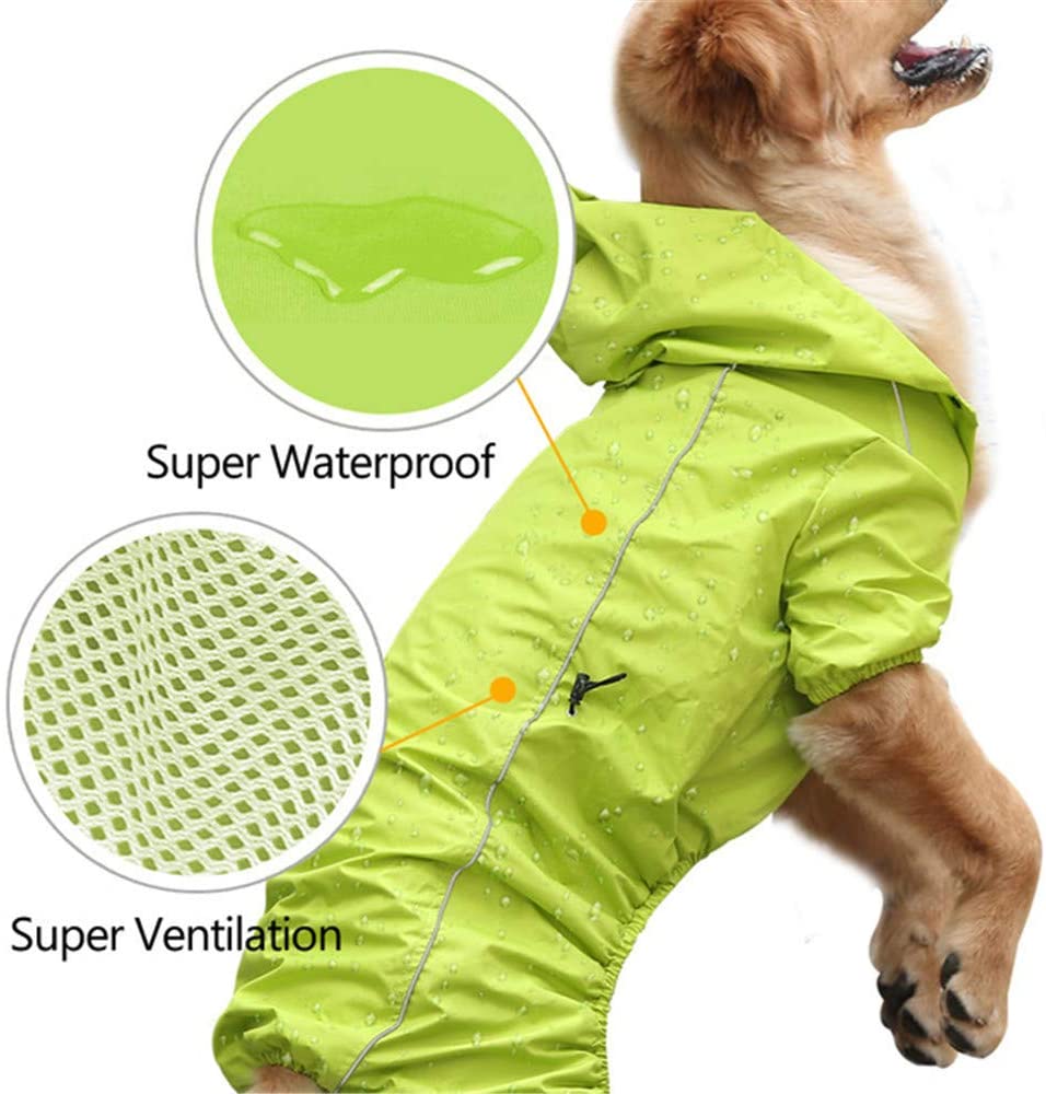  Zhyaj Chubasquero para Perros Pequeños Impermeable Ajustable con Correa De Resorte, Impermeable para Perros con Capucha, Ultra-Light Transpirable 100% Impermeable Chaqueta para Lluvia 