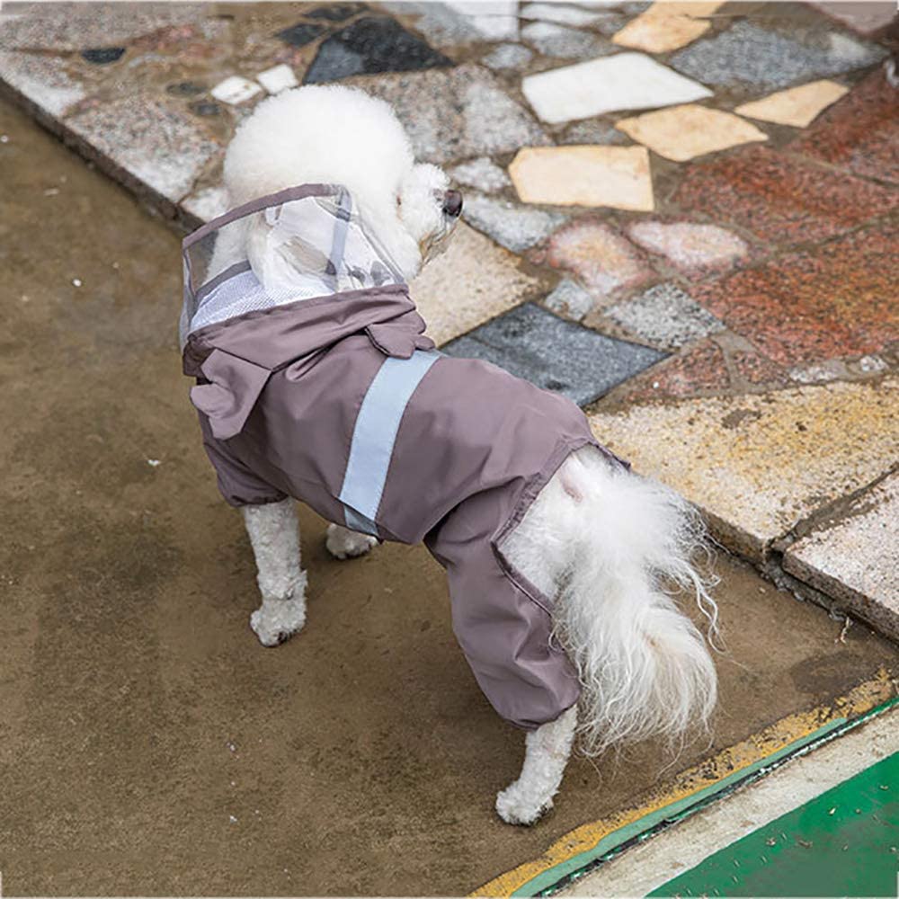  Zhyaj Chubasquero Perro con Capucha Y Hebilla De Cuerda De Tracción Y Tiras Reflectoras Seguras, Ultra-Light Transpirable 100% Impermeable Chaqueta para Lluvia 