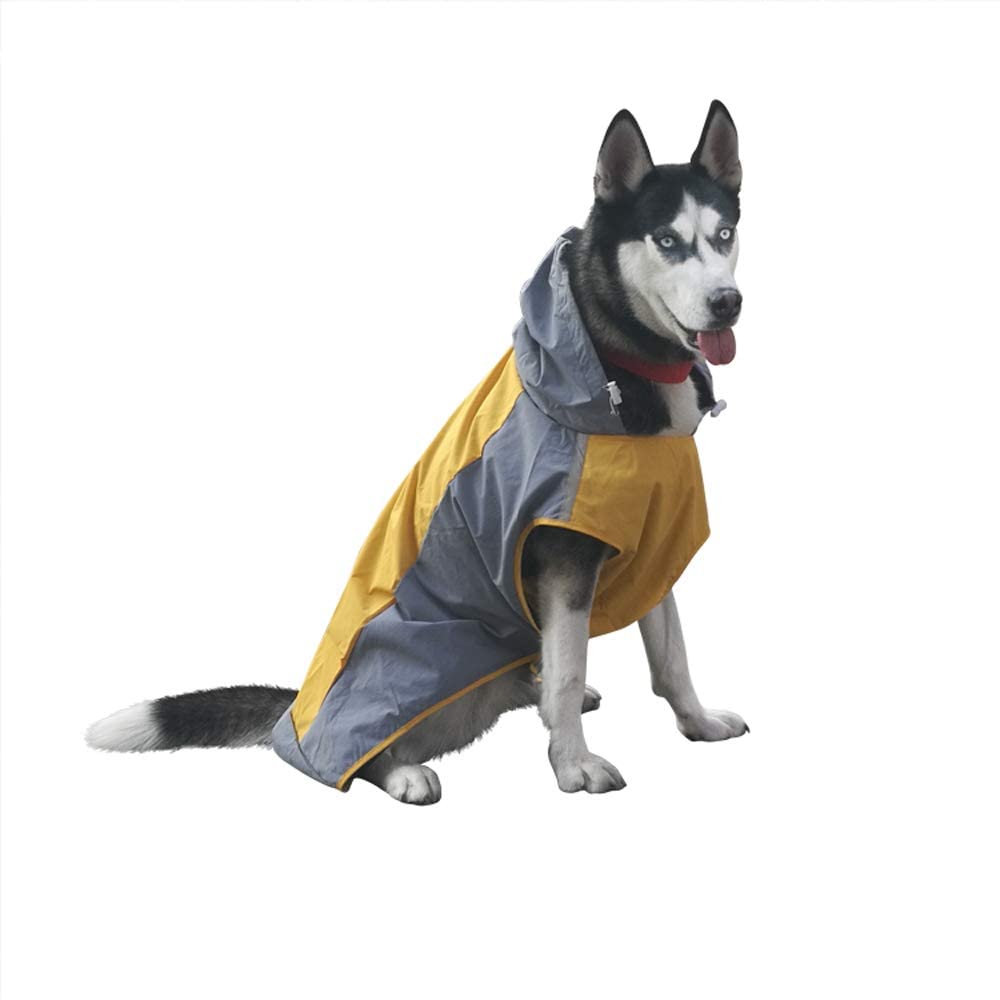  Zhyaj Impermeable para Perros con Capucha y Collar Agujero y Tiras Reflectoras Seguras, Ultra-Light Transpirable 100% Impermeable Chaqueta para Lluvia 