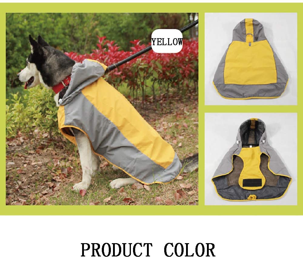  Zhyaj Impermeable para Perros con Capucha y Collar Agujero y Tiras Reflectoras Seguras, Ultra-Light Transpirable 100% Impermeable Chaqueta para Lluvia 