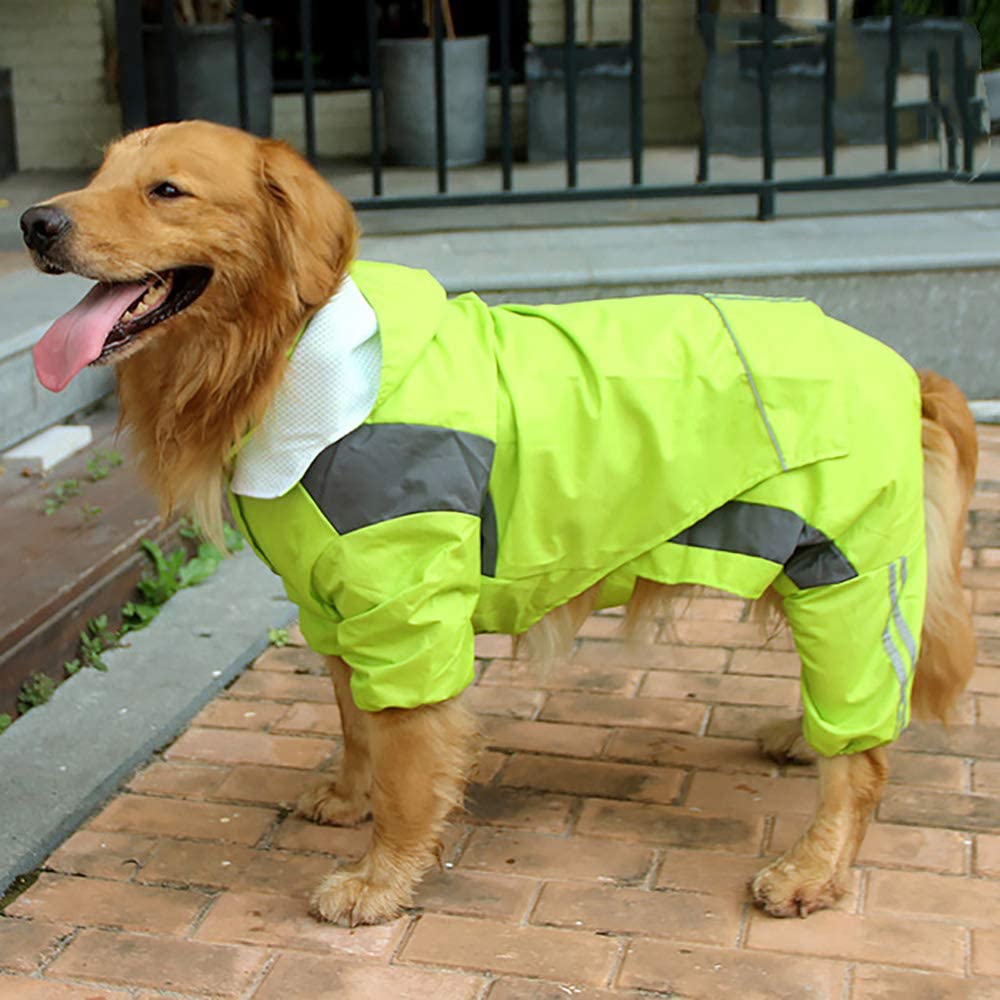  Zhyaj Impermeable para Perros con Capucha Y Tiras Reflectoras Seguras,Impermeable Desmontable, Ultra-Light Transpirable 100% Impermeable Chaqueta para Lluvia 