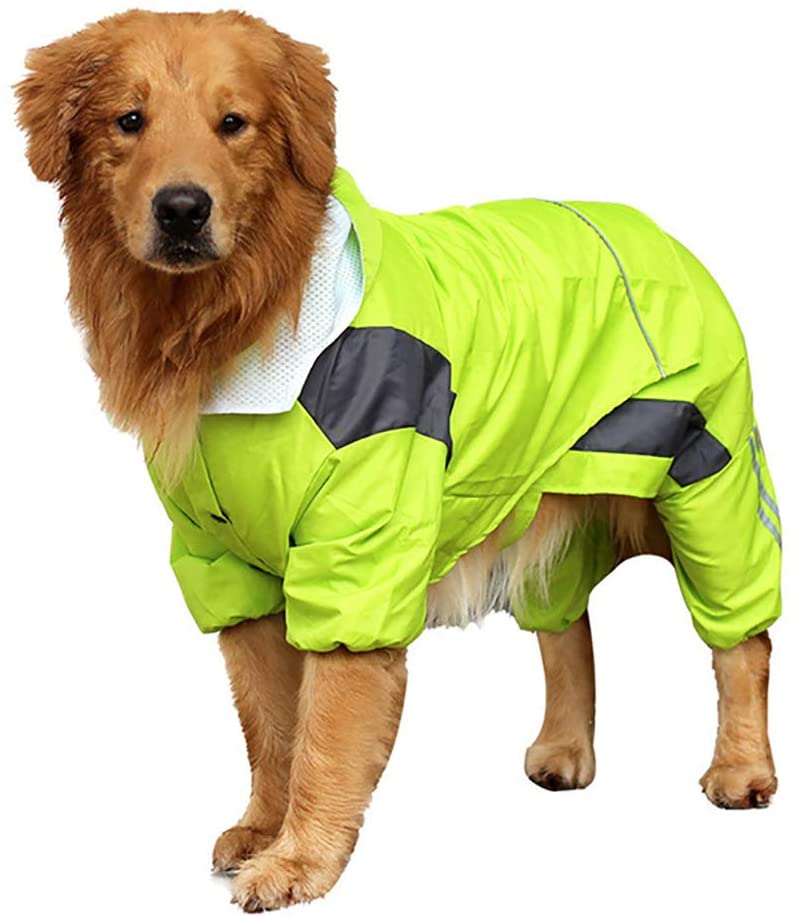  Zhyaj Impermeable para Perros con Capucha Y Tiras Reflectoras Seguras,Impermeable Desmontable, Ultra-Light Transpirable 100% Impermeable Chaqueta para Lluvia 