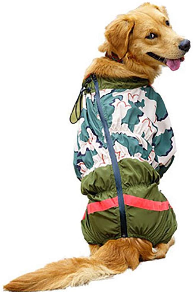  Zhyaj Impermeable para Perros,Impermeable Ajustable con Tira Reflectante De Seguridad Y Correa De Resorte, Ultra-Light Transpirable 100% Impermeable Chaqueta para Lluvia 