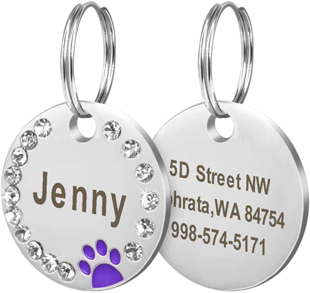  ZIMO Etiqueta de Perro Personalizada Mascota Cachorro Gato ID Etiqueta grabada Personalizada Collar de Perro Accesorios Nombre de Acero Inoxidable Etiqueta Pata para Perros Gatos 